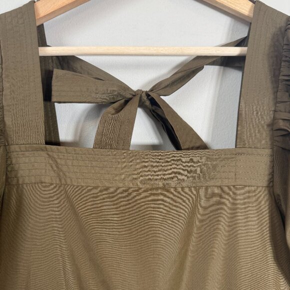 En Saison Gilda Tie-Back Poplin Mini Dress Women's Small Brown Tiered Boho NWT - Picture 8 of 16